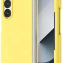 for Samsung Galaxy Z Fold 6 Phone Case Silicone, Minimalist Ultra Thin Slim Soft Rubber Solid Color Simple Cute Case for Women, Aesthetic Girly Plain Jelly Gel &Camera Cover Protection, Yellow