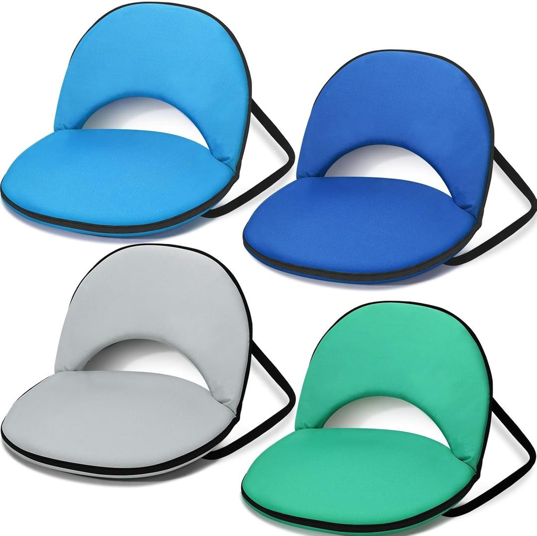 Maitys 4 Pcs Stadium Seats for Bleachers with Back Support, Foldable Padded Chair for Stadium with 5 Adjustable Positions, Portable Floor Seating Chair for Camping, Concert, Classroom (Colorful)