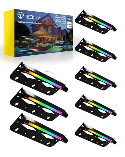 Teekuv 8 Pack 7 Inch RGB LED Hardscape Lighting, 5W Smart Retaining Wall Lights 16 Million Colors with Remote Control, IP65 Waterproof Landscape Paver Lights, 12V AC/DC Low Voltage Outdoor Lighting