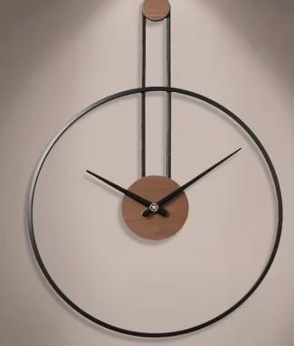 Iron and Wooden Wall Clock with Black Finished for Home and Home Office Living Room Decoration