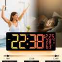 17.2" Large Digital Wall Mount Clock, Count Down Timer, Alarm, Big LED, 11 RGB Color, Temperature for Living Room Classroom Desk, Xmas, Birthday Gift for Senior Mom Dad (Rectangle)