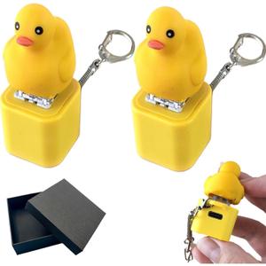 Duck Quacking Fidget Toy - Rechargeable Quacking Duck Keychain, Quacking Duck Stress Reliever with Colorful Lights, Fun & Portable Anxiety Relief Toy (2 PC Quacking Duck)
