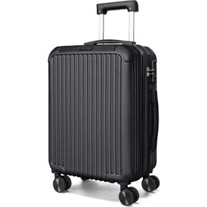 LIGHT FLIGHT Carry On Luggage 22x14x9 Airline Approved, Durable Hard Shell Carry On Suitcases with Wheels, Expandable Hardside Lightweight Travel Luggage with TSA Lock 20 Inch Carry on, Black