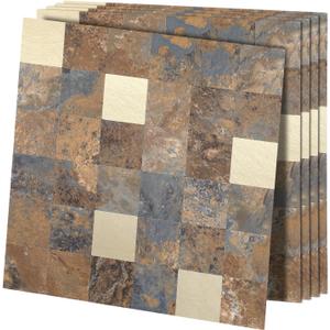 5 Pack 12" x 12" Peel and Stick Backsplash Tiles Brushed Aluminum Metal Mosaic Stickers Wall Panel Tiles Waterproof Heat-Resistant Easy DIY for Kitchen Bathroom Fireplace Decor