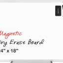 VUSIGN Magnetic White Board 24" x 18" with 1 Dry-Erase Eraser, 2 Multicolor Marker, 4 Magnetic Pins, Sliver Reinforced Aluminum Frame for Office, Home, School