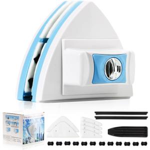 Double-Sided Magnetic Window Cleaner - Adjustable Magnetic Equipment Cleaning Brush ToolFits 3 - 30 mm Glass Thickness, 2.5m Safety Rope for High-Rise & Auto Glass, Safe Anti-Pinch Wiper (Blue)