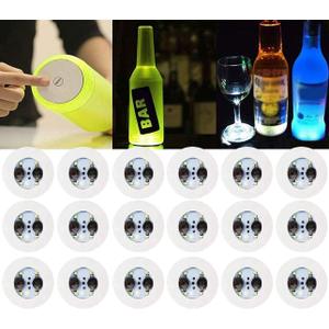 LOGUIDE LED Light Up Coasters,LED Bottle Lights, Bottle Glorifier,LED Sticker Coaster Discs for Drinks,Flash Cup Coaster Flashing Shots Light (Cool-White) 12 pcs