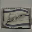 Waluzs Womens White Winter Snow Boots Combat Boots for women Waterproof Fur Lined Ankle Booties Non Slip Fuzzy Warm Platform Boots Lace Up Hiking boots with Zipper(Grey,US7)