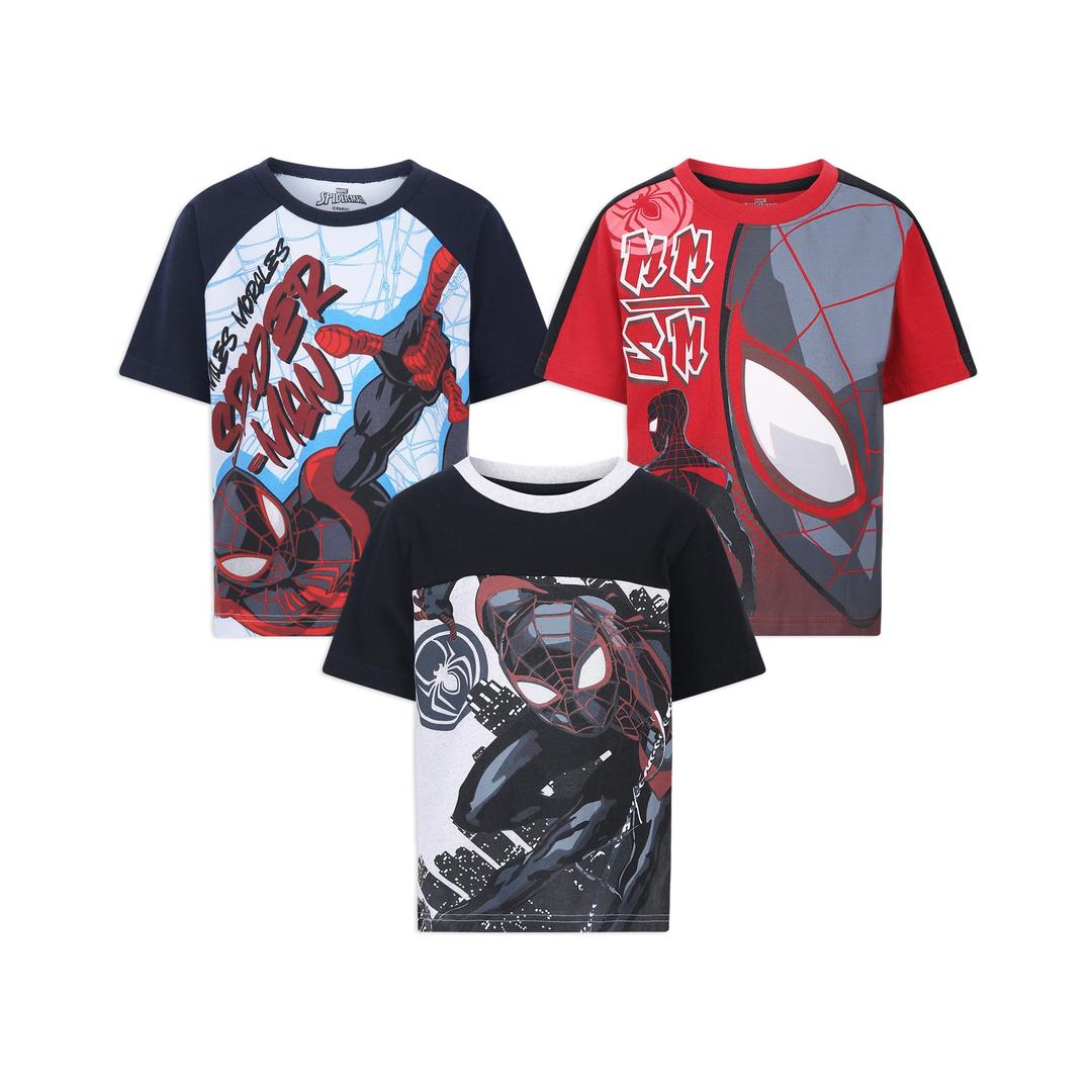 Marvel Spider-Man Boys 3 Pack Short Sleeve T-Shirt for Toddler and Big Kids, 4
