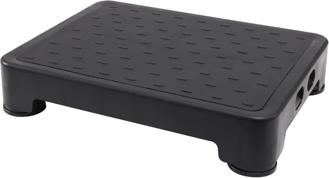 Non-Slip Step Stool for Adults & Seniors  3.4" Low Profile Wide Platform 600lbs Capacity  6 Stability Feet Bed Step for High Beds, Bath & Car  Portable with Handles, Black