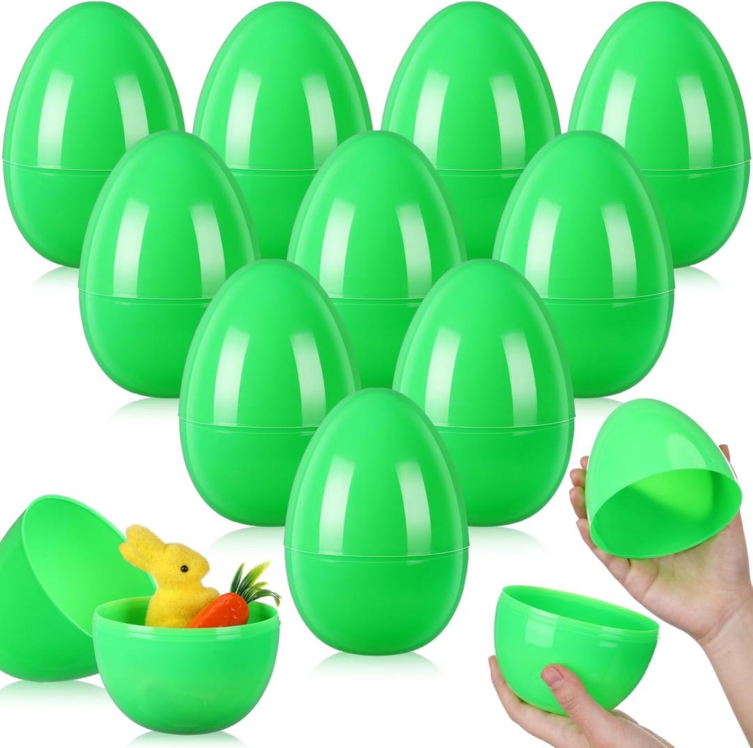 Hungdao 12 Pcs 6 Inch Giant Easter Eggs Plastic Easter Eggs Fillable Plastic Eggs Bulk Easter Toy for Filling Easter Candy, Easter Theme Party Favor, Easter Basket Stuffers, Crafts Party(Green)