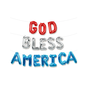 HOUSE OF PARTY 4th of July Patriotic Decorations Accessories - God Bless America Balloon Banner - 16"x16" | Mylar Foil Balloons - Red, Silver, and Blue for Memorial Day Decorations