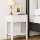 Fluted Nightstand, Farmhouse Night Stand with 1 Drawers, Mid Century Modern Side Accent Table,Bedside End Table for Bedroom, Living Room, White