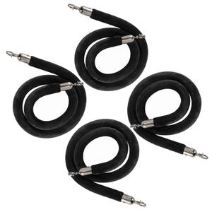 NovelBee 4pcs Black Velvet Stanchion Ropes with Black Hooks,6.6 Feet Stanchion Queue Barrier Ropes,Crowd Control Velvet Rope Safety Barriers for Party Decorations