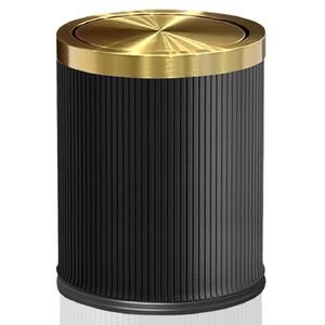 4 Gallon Bathroom Trash Can with Lid, Black Leather Garbage Can, Modern, Bedroom Wastebaskets, for Kitchen Powder Room Hotel Office (15L Black)