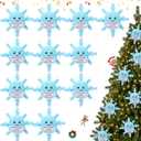 12 Pcs Crochet Teacher Appreciation Gifts Bulk Handmade Crochet Snowflakes with Positive Cards for Women Staff Coworkers Team Birthday Party Favors Stocking Stuffers Office Decor Gifts