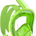 QingSong Kids Snorkel Mask Full Face, Snorkeling Set with Camera Mount, Foldable 180 Degree Panoramic View Snorkeling Gear Anti-Fog Anti-Leak (X-Small, Lemon Green)