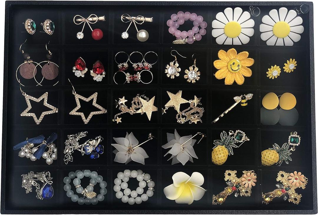 Stratalife Jewelry Organizer Drawer Tray Stackable Jewelry Organizer Removable Jewelry Storage Display Holder Case Drawer Inserts for Jewelry Rings Earring (30 Grid)