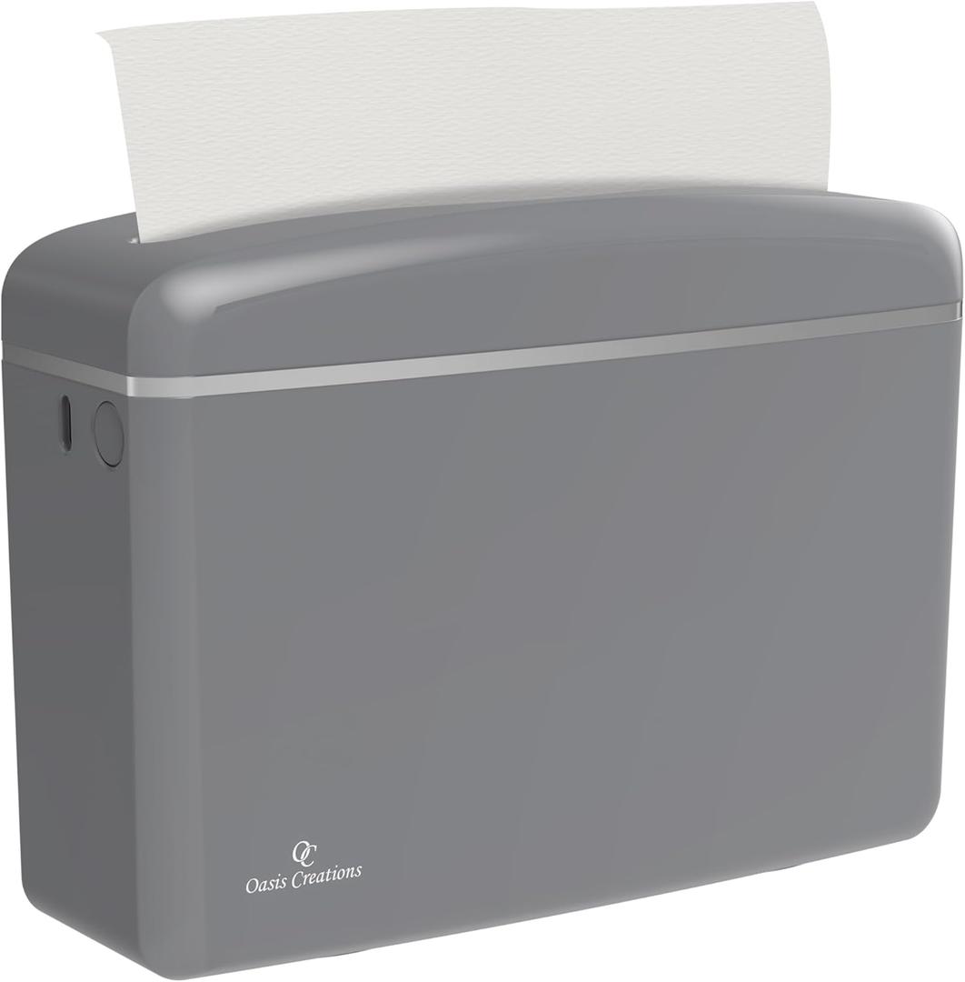 Countertop Multifold Hand Paper Towel Dispenser by Oasis Creations, Single Sheet Dispensing  Glossy Gray