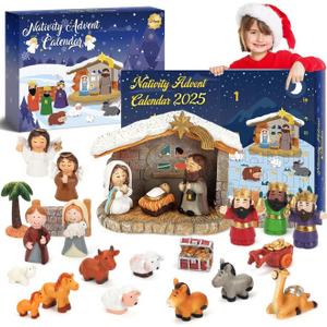 Nativity Advent Calendar 2025 for Kids - 24 Days of Nativity Set for Kids - Toddler Advent Calendar for Boys & Girls - Christmas Countdown Calendar Gifts for Children Ages 1 2 3 4 5+