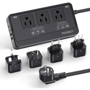 2000W Voltage Converter US to Europe for Hair Dryers, 7in1 220V to 110V Converter for European Travel with 3 AC/2 USBA/2 USBC Ports, Universal Power Converter Adapter Combo with EU/UK/IT/AU, Black