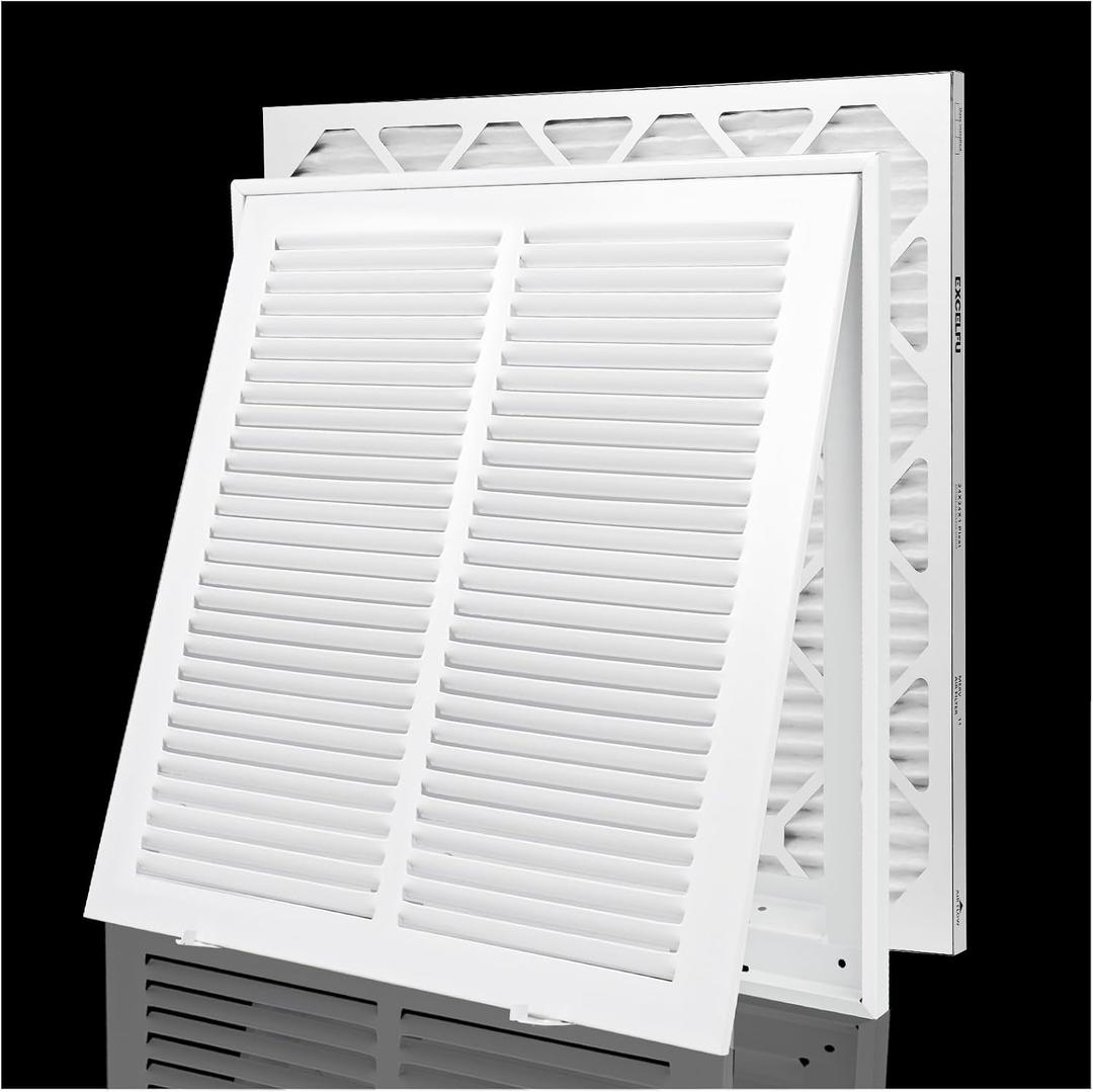 14x14 Return Air Filter Grille for 14x14" Duct Opening,Return Air Vent Cover | 1PCS 1" Thick Filter Included Steel Return Air Grille Wall HVAC Vent Cover Grill,Removable Door,Outer Size 16 5/8"x16 5/8"