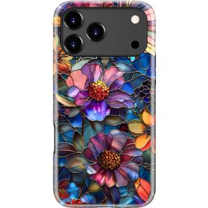 for iPhone 17 Pro Max Case, Wireless Charging Compatible,Dual-Layer Protection with Cute Wildflower Design, Soft Silicone + Hard Shell, Chic Phone Cover for Women - Vibrant Defined Blossoms