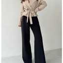 GORGLITTER Women's Cropped Short Trench Coat Jacket Blazer Fall Trendy Long Sleeve Belt Business Casual Work Outerwear Khaki Medium