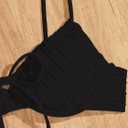 SweatyRocks Women's Ribbed High Cut Bikini Set Bow Tie Side String 2 Piece Swimsuit Bathing Suit (Small, Black)