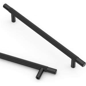 Asidrama 10 Pack 10 Inch(254mm) Matte Black Knurled Kitchen Cabinet Handles, Cabinet Pulls Kitchen Cabinet Hardware for Cupboard Drawer Pulls
