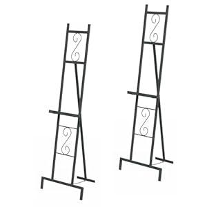 OUSHENG 2 Pack Easel Stand for Sign, Large Wedding Welcome Mirror Holder, Adjustable Free Standing Painting Rack with Chain Support for Display Poster Picture Frame Art, 17" x 17" x 58", Black