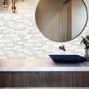 Thick Kitchen Backsplash 3D Peel and Stick Tile 12"x12" Self Adhesive Sticky Marble Tiles Bathroom Wall (10-SheetBeige White)