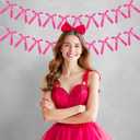 2pcs Pink Bow Decorations,Pink Satin Bow Garland Coquette Birthday Decorationsfor Bridal Shower Bachelorette Party (Hot Pink)
