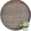 Hanobe Ottoman Tray for Living Room: 22" Decorative Wooden Trays with Handles for Living Room Home Decor Farmhouse Rustic Round Topper for Coffee Table