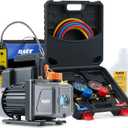 Orion Motor Tech R1234yf AC Vacuum Pump and Gauge Set, 1/3 hp 4 cfm Vacuum Pump Manifold Gauge Kit with Leak Detector 3 Hoses & Adapter for R1234yf, A/C Vacuum Pump Kit for Auto HVAC Systems