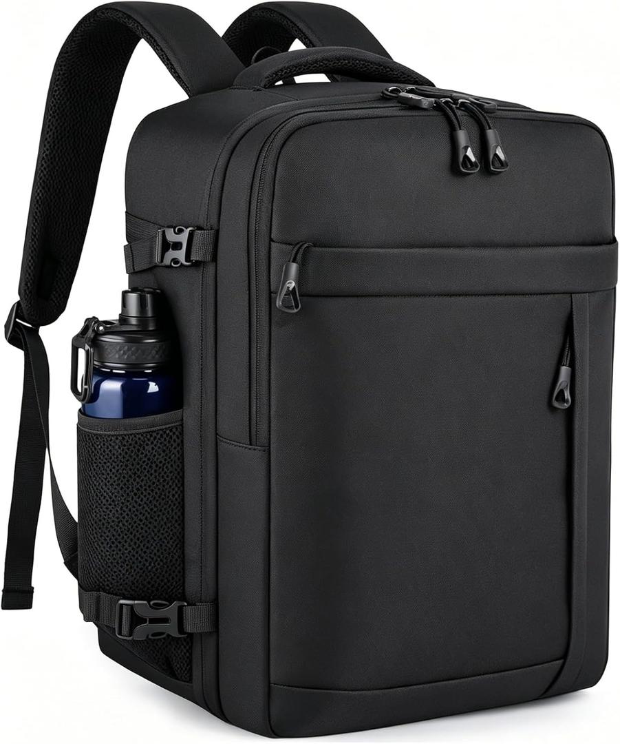 HILOMON Black Travel Backpack for Men Women, TSA Approved Personal Item Size 18x14x8 Under Seat Backpack for Airplanes 15.6inch Laptop 30L Luggage Carry On Bag