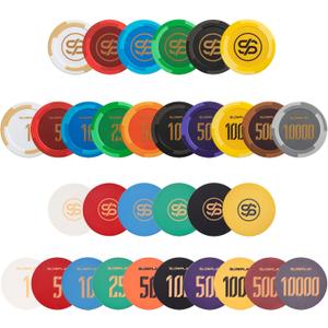 SLOWPLAY Poker Chip Sample Set | Clay Poker Chips & Ceramic Poker Chips | Numbered Chips, Blank Chips | 50pcs per Pack
