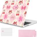 Mektron Case for 2026 MacBook Air 15 INCH M5 A3448 Compatible with M4 A3241 /M3 A3114 /M2 A2941 Printed Plastic Hard Shell Cover with 15.3" Liquid Retina Display Touch ID- Cherry with Bows