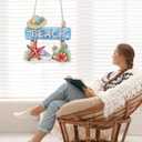 Bimkole Beach Diamond Art Hanging Kit for Adult, DIY 5D Diamond Painting Starfish Window Pendant, Acrylic Crystal Art Hanging Ornament Home Wall Garden Front Door Sign Outdoor Decor 7.8x7.8 Inch