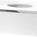 Creative Scents Estella Rectangle Tissue Box Cover - White Tissue Box Holder Rectangular - Decorative Tissue Holder for Bathroom - Elegant White Bathroom Accessories Decor
