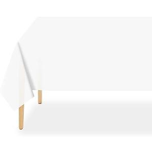 QIKSION 2 Pack Plastic Table Cloth Disposable, 54 x 108 Inch Tablecloths for Rectangle Tables, White Plastic Table Cover