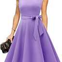 DRESSTELLS Women's Cocktail Dresses, Formal Wedding Guest Modest Church Vintage Tea Party Midi Evening Dress L