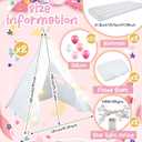 2 Pack Kids Teepee Tent with Mattress,Fitted Sheet,Light String,Washable Natural Cotton Toddler Play Tent for Girls Boys Indoor Outdoor Sleepover Slumber Birthday Party(White), 61.81 x 7.09 x 25.98 inches