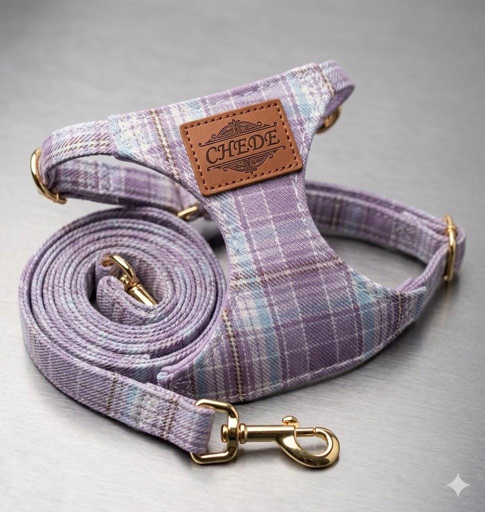 CHEDE No Pull Floral Pattern Dog Harness- Lightweight and Soft Dog Harness, Adjustable Small Dog Harness and Leash Set, with Dog Leash, Suitable for Puppy Small and Medium-Sized Dog