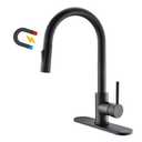 Havin Black Kitchen Faucet with Pull Down Magnetic Sprayer, High Arc Stainless Steel Material, with cUPC Ceramic Cartridge,with 10" Deck Plate,Fit for 1 or 3 Holes Kitchen Sink or Laundry Sink,Black