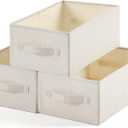 Linen Folding Storage Bins, 3 Pack Large Storage Baskets, Washable, Clothing Storage Bins with Handle, Closet Organizer for Storage Sweater, Sheets (Beige, 16"x9"x6")