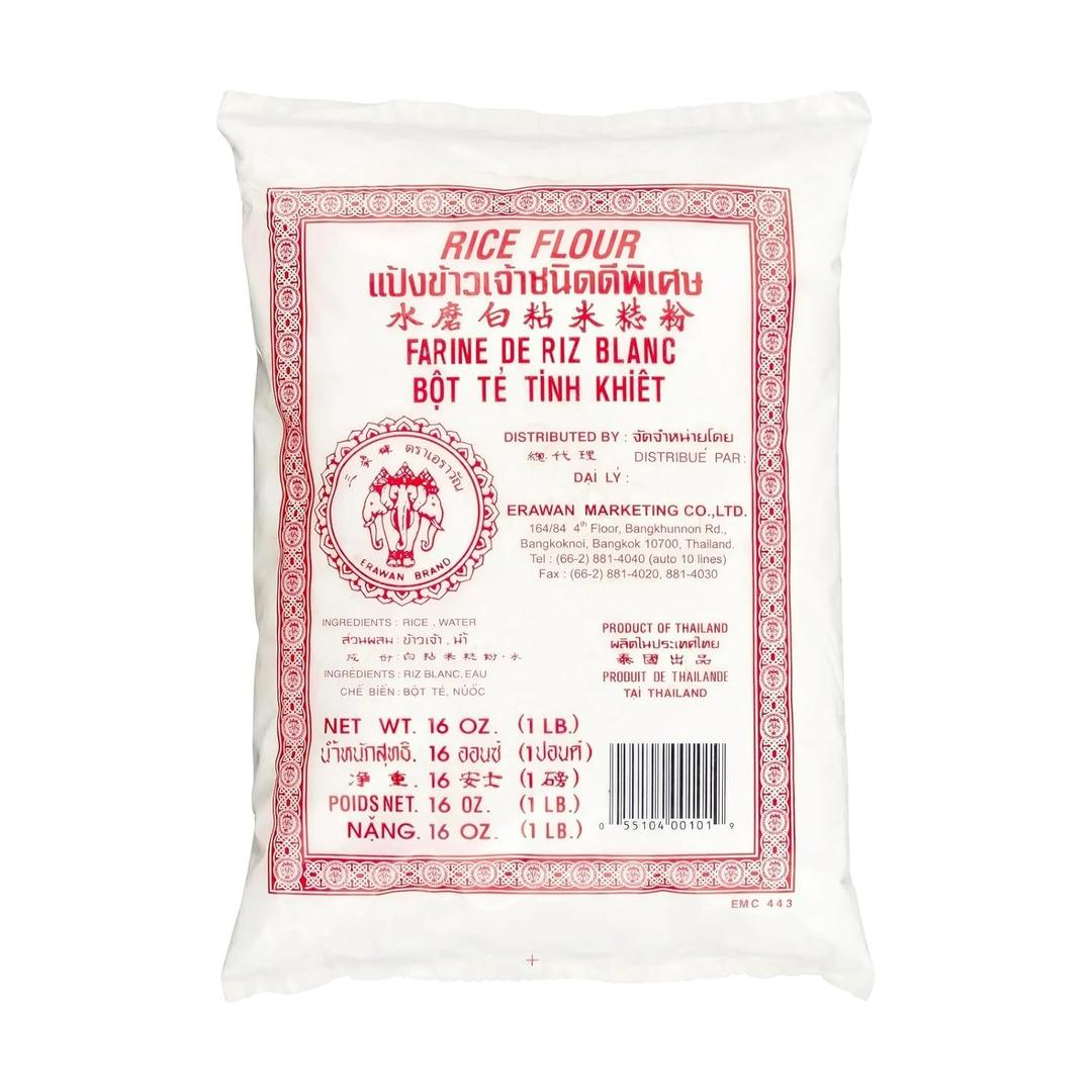 Thai Rice Flour 16 oz (Basic), Pack of 1, Thailand Rice Flour for Baking & Cooking, 100% Natural, Gluten-Free, Vegan, 1 Pound