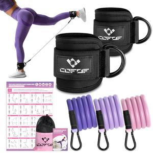 Ankle Resistance Bands With Cuffs for Working Out, Kickbacks, Hip, Leg and Glute Exercise - Training Poster Included - for Women