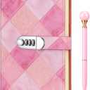 Eaasty Diary with Lock for Women, Refillable Secret Journal with Lock, Vintage Coquette Password Lined Journal Notebook Kit with Pen Cute Stuff Christmas Gifts(Cute,Pink)