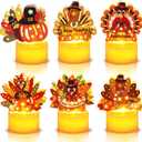 Thanksgiving Table Decorations 6 Pack Turkey Flameless LED Candles Battery Operated Turkey Tea Lights for Mantle Fireplace, Indoor Thanksgiving Decorations Centerpieces for Home Party Office